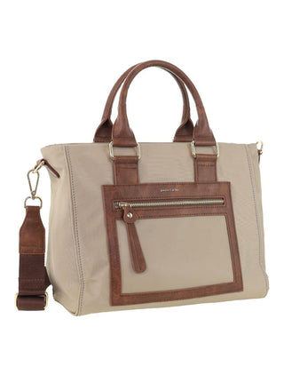 Crossbody bag Camel / Nylon PC 4076 CAMEL Pierre Cardin RFID Anti-Theft Nylon Mini Tote with Crossbody in Camel