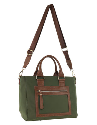 Crossbody bag Olive / Nylon PC 4076 OLIVE Pierre Cardin RFID Anti-Theft Nylon Mini Tote with Crossbody in Olive