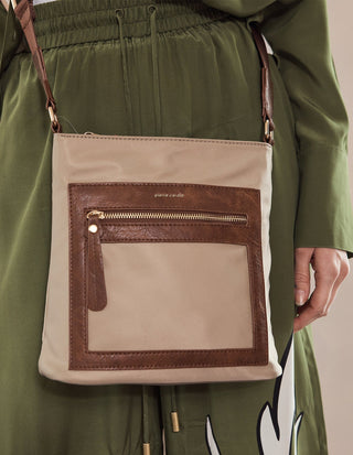 Crossbody bag Camel / Nylon PC 4075 CAMEL Pierre Cardin RFID Lightweight Nylon Crossbody Bag in Camel