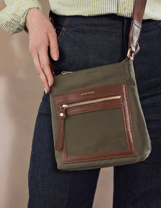 Crossbody bag Olive / Nylon PC 4075 OLIVE Pierre Cardin RFID Lightweight Nylon Crossbody Bag in Olive