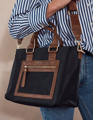 Crossbody bag Black / Nylon PC 4076 BLACK Pierre Cardin RFID Lightweight Nylon Mini Tote with Crossbody in Black