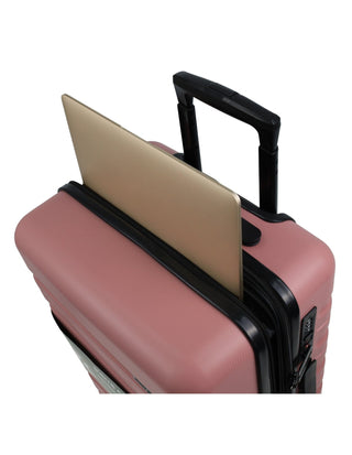 Hard Shell Luggage PC 3941LC ROSE+PC3761 Pierre Cardin Rose Hard Shell LARGE and CABIN Bundle 2-Piece Set + Assorted Luggage Tag