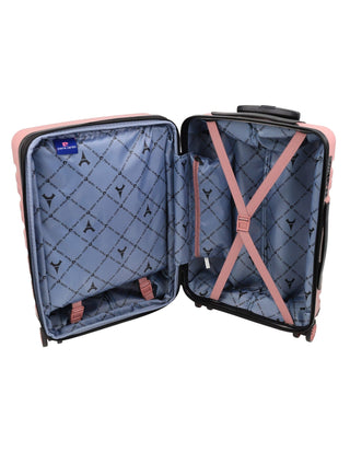 Hard Shell Luggage PC 3941LC ROSE+PC3761 Pierre Cardin Rose Hard Shell LARGE and CABIN Bundle 2-Piece Set + Assorted Luggage Tag