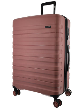 Hard Shell Luggage PC 3941LC ROSE+PC3761 Pierre Cardin Rose Hard Shell LARGE and CABIN Bundle 2-Piece Set + Assorted Luggage Tag