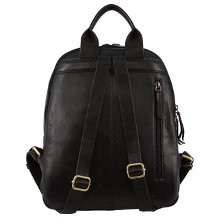 Backpack Black / Leather PC 3835 BLK Pierre Cardin Rustic Leather Business Backpack/Computer Bag in Black