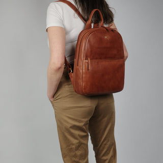 Backpack Tan / Leather PC 3835 TAN Pierre Cardin Rustic Leather Business Backpack/Computer Bag in Tan