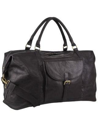 Overnight Bag Black / Leather PC 3134 BLK Pierre Cardin Rustic Leather Business/Overnight Bag in Black