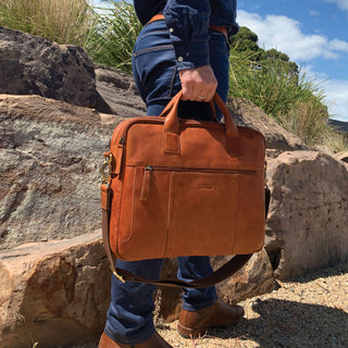 Laptop & Business bags Cognac / Leather PC 2807 COGN Pierre Cardin Rustic Leather Computer Bag in Cognac