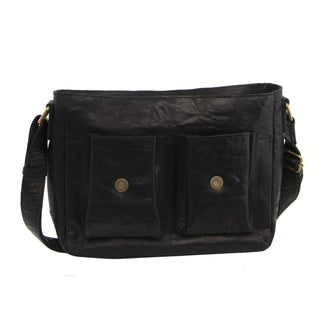 Messenger Bag Black / Leather PC 2805 BLK Pierre Cardin Rustic Leather Computer/Messenger Bag in Black