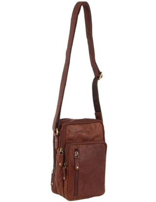 Crossbody bag Chestnut / Leather PC 3129 CHES Pierre Cardin Rustic Leather Cross Body Bag in Chestnut