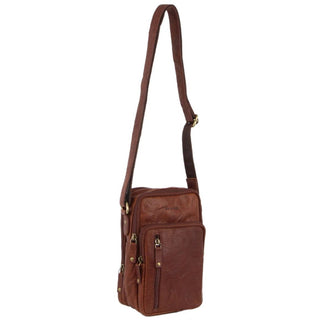 Crossbody bag Chestnut / Leather PC 3129 CHES Pierre Cardin Rustic Leather Cross Body Bag in Chestnut