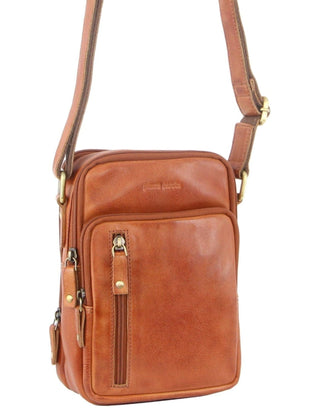 Crossbody bag Cognac / Leather PC 3129 COGN Pierre Cardin Rustic Leather Cross Body Bag in Cognac