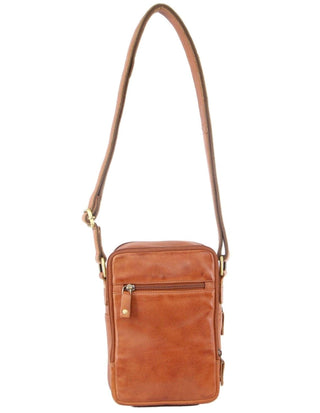 Crossbody bag Cognac / Leather PC 3129 COGN Pierre Cardin Rustic Leather Cross Body Bag in Cognac