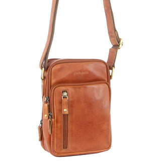 Crossbody bag Cognac / Leather PC 3129 COGN Pierre Cardin Rustic Leather Cross Body Bag in Cognac