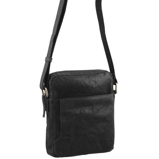 Crossbody Bag Black / Leather PC 2795 BLK Pierre Cardin Rustic Leather Cross Body/Tablet Bag in Black