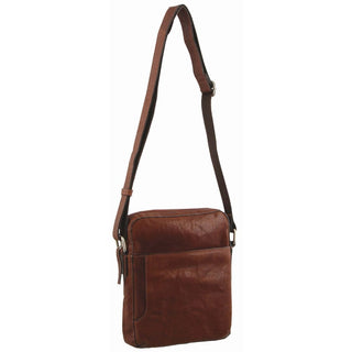 Crossbody Bag Chestnut / Leather PC 2795 CHES Pierre Cardin Rustic Leather Cross Body/Tablet Bag in Chestnut