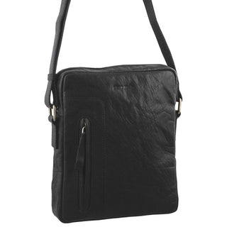 Crossbody Bag Black / Leather PC 2794 BLK Pierre Cardin Rustic Leather iPad Bag in Black