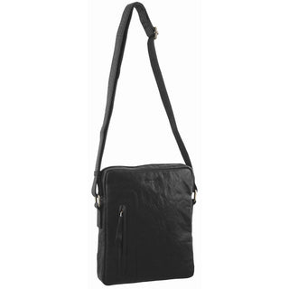 Crossbody Bag Black / Leather PC 2794 BLK Pierre Cardin Rustic Leather iPad Bag in Black