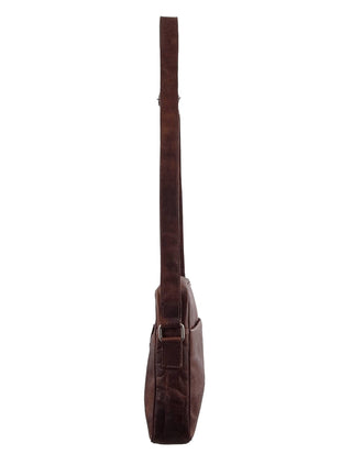 Crossbody Bag Chocolate / Leather PC 2800 CHOC Pierre Cardin Rustic Leather iPad Bag in Chocolate