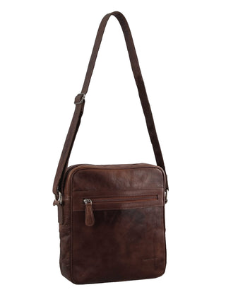 Crossbody Bag Chocolate / Leather PC 2800 CHOC Pierre Cardin Rustic Leather iPad Bag in Chocolate