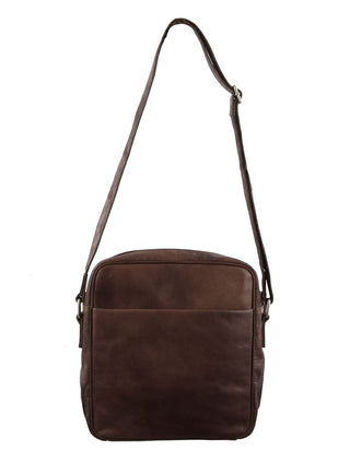 Crossbody Bag Chocolate / Leather PC 2800 CHOC Pierre Cardin Rustic Leather iPad Bag in Chocolate