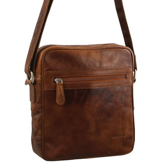 Crossbody Bag Cognac / Leather PC 2800 COGN Pierre Cardin Rustic Leather iPad Bag in Cognac