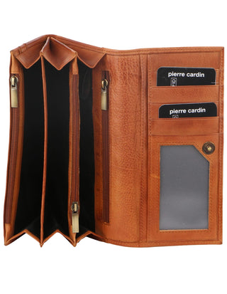 Ladies Wallet Cognac / Leather PC 8785 COGN Pierre Cardin Rustic Leather Ladies Wallet in Cognac