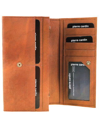 Ladies Wallet Cognac / Leather PC 8785 COGN Pierre Cardin Rustic Leather Ladies Wallet in Cognac
