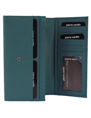BI-Fold Wallet Green / Leather PC 8785 GRN Pierre Cardin Rustic Leather Ladies Wallet in Green