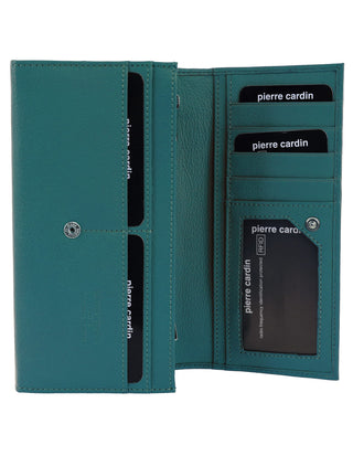Ladies Wallet Green / Leather PC 8785 GRN Pierre Cardin Rustic Leather Ladies Wallet in Green
