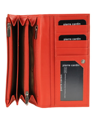BI-Fold Wallet Orange / Leather PC 8785 ORA Pierre Cardin Rustic Leather Ladies Wallet in Orange