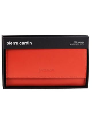 BI-Fold Wallet Orange / Leather PC 8785 ORA Pierre Cardin Rustic Leather Ladies Wallet in Orange