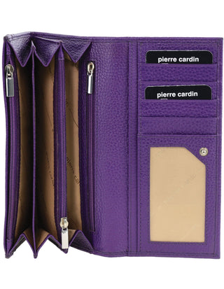 Leather Wallet Purple / Leather PC 8785 PRPL Pierre Cardin Rustic Leather Ladies Wallet in Purple