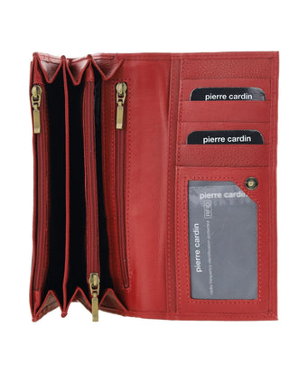 Ladies Wallet Red / Leather PC 8785 RED Pierre Cardin Rustic Leather Ladies Wallet in Red