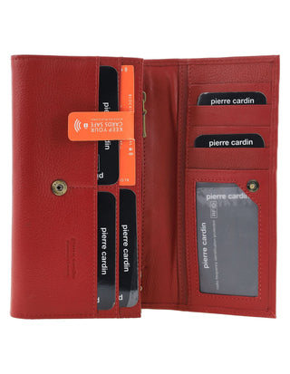 Ladies Wallet Red / Leather PC 8785 RED Pierre Cardin Rustic Leather Ladies Wallet in Red