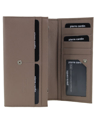 BI-Fold Wallet Taupe / Leather PC 8785 TAUP Pierre Cardin Rustic Leather Ladies Wallet in Taupe
