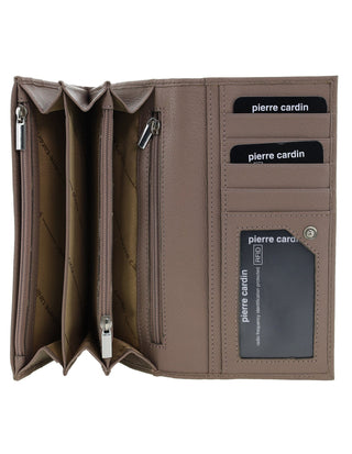 BI-Fold Wallet Taupe / Leather PC 8785 TAUP Pierre Cardin Rustic Leather Ladies Wallet in Taupe