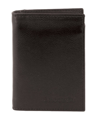 Leather Wallet Black / Leather PC 3900 BLK Pierre Cardin Rustic Leather Men's Bi-Fold Flap Wallet in Black