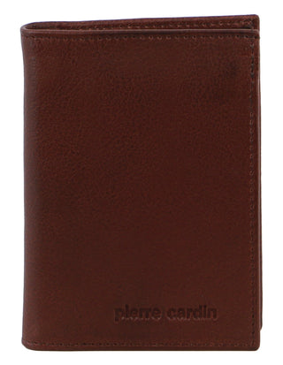 Leather Wallet Brown / Leather PC 3900 BROWN Pierre Cardin Rustic Leather Men's Bi-Fold Flap Wallet in Brown