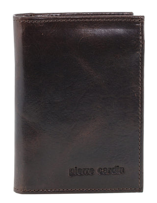 Men's Wallet Brown / Leather PC 3900 CHO-BRN Pierre Cardin Rustic Leather Men's Bi-Fold Flap Wallet in Brown