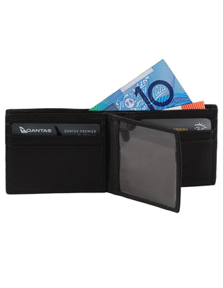 Leather Wallet Black / Leather PC 3901 BLK Pierre Cardin Rustic Leather Men's Bi-Fold Slimline Wallet in Black