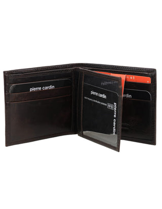 Men's Wallet Brown / Leather PC 3901 CHO-BRN Pierre Cardin Rustic Leather Men's Bi-Fold Slimline Wallet in Brown