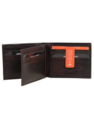 Men's Wallet Brown / Leather PC 3901 CHO-BRN Pierre Cardin Rustic Leather Men's Bi-Fold Slimline Wallet in Brown