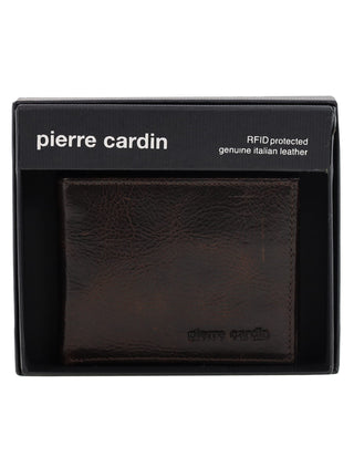 Men's Wallet Brown / Leather PC 3901 CHO-BRN Pierre Cardin Rustic Leather Men's Bi-Fold Slimline Wallet in Brown