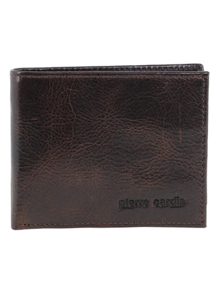 Men's Wallet Brown / Leather PC 3901 CHO-BRN Pierre Cardin Rustic Leather Men's Bi-Fold Slimline Wallet in Brown