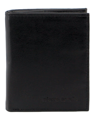 Leather Wallet Black / Leather PC 3902 BLK Pierre Cardin Rustic Leather Men's Slim Bi-Fold Wallet in Black