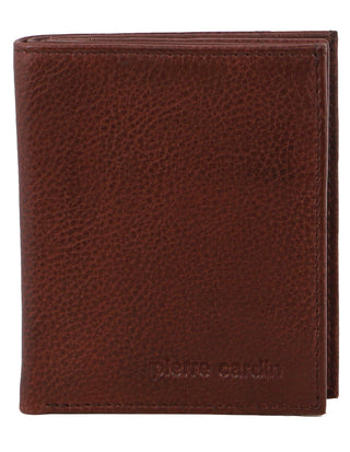 Leather Wallet Brown / Leather PC 3902 BRN Pierre Cardin Rustic Leather Men's Slim Bi-Fold Wallet in Brown