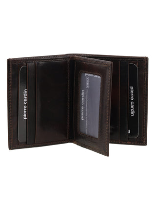 Men's Wallet Brown / Leather PC 3902 CHO-BRN Pierre Cardin Rustic Leather Men's Slim Bi-Fold Wallet in Brown