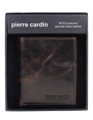 Men's Wallet Brown / Leather PC 3902 CHO-BRN Pierre Cardin Rustic Leather Men's Slim Bi-Fold Wallet in Brown