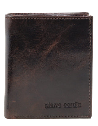 Men's Wallet Brown / Leather PC 3902 CHO-BRN Pierre Cardin Rustic Leather Men's Slim Bi-Fold Wallet in Brown